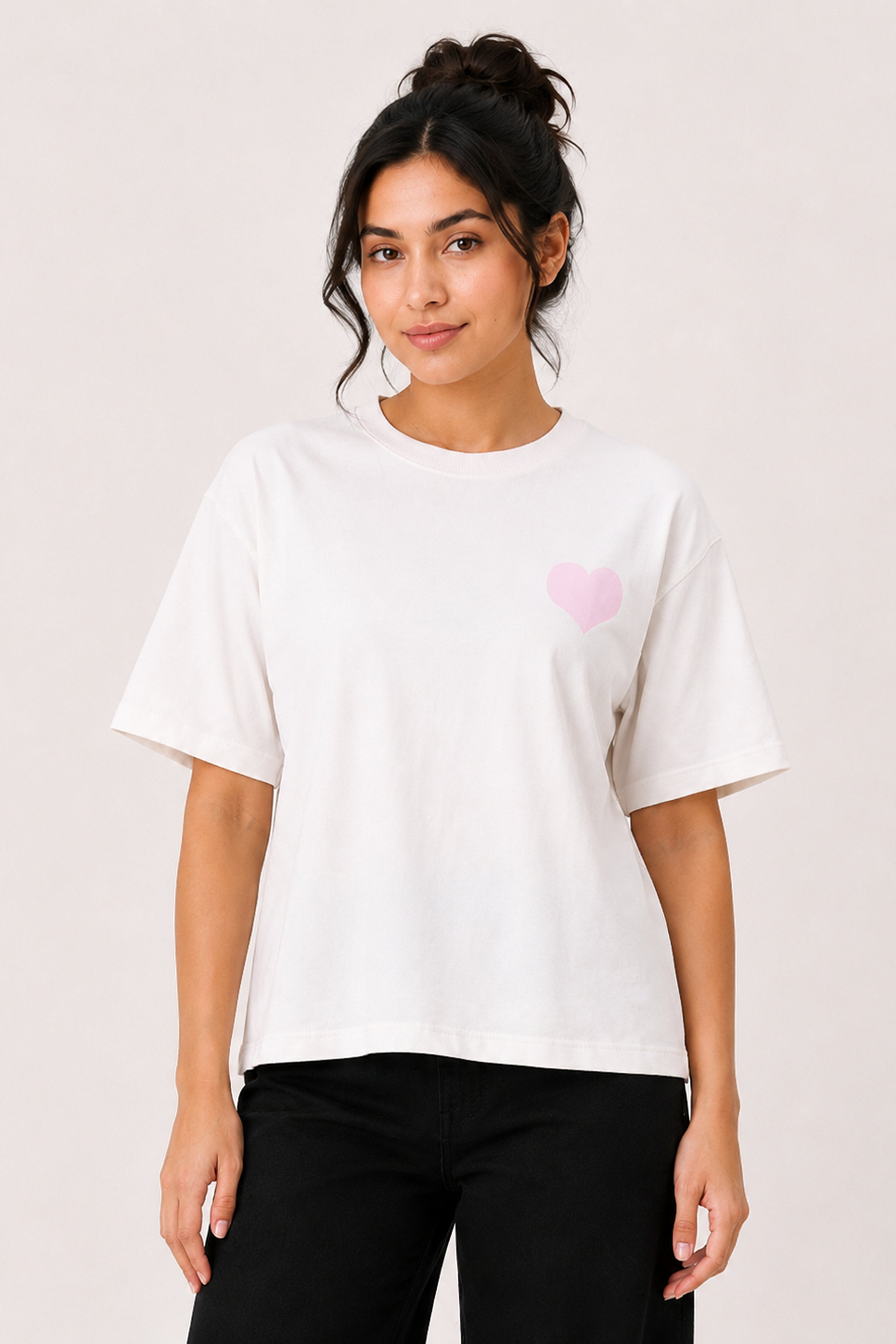 MODANO Casual Crew Neck Top - White