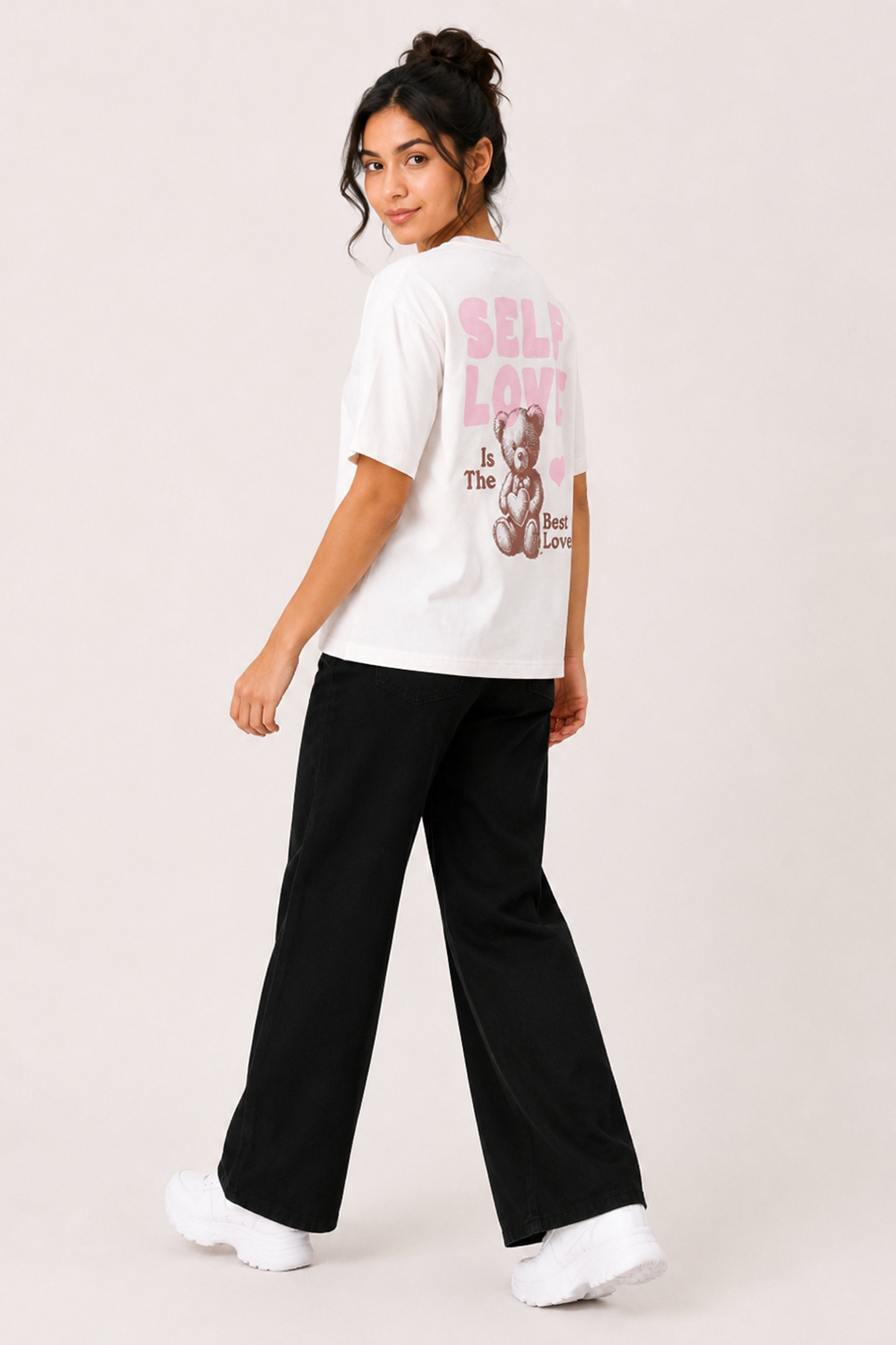 MODANO Casual Crew Neck Top - White
