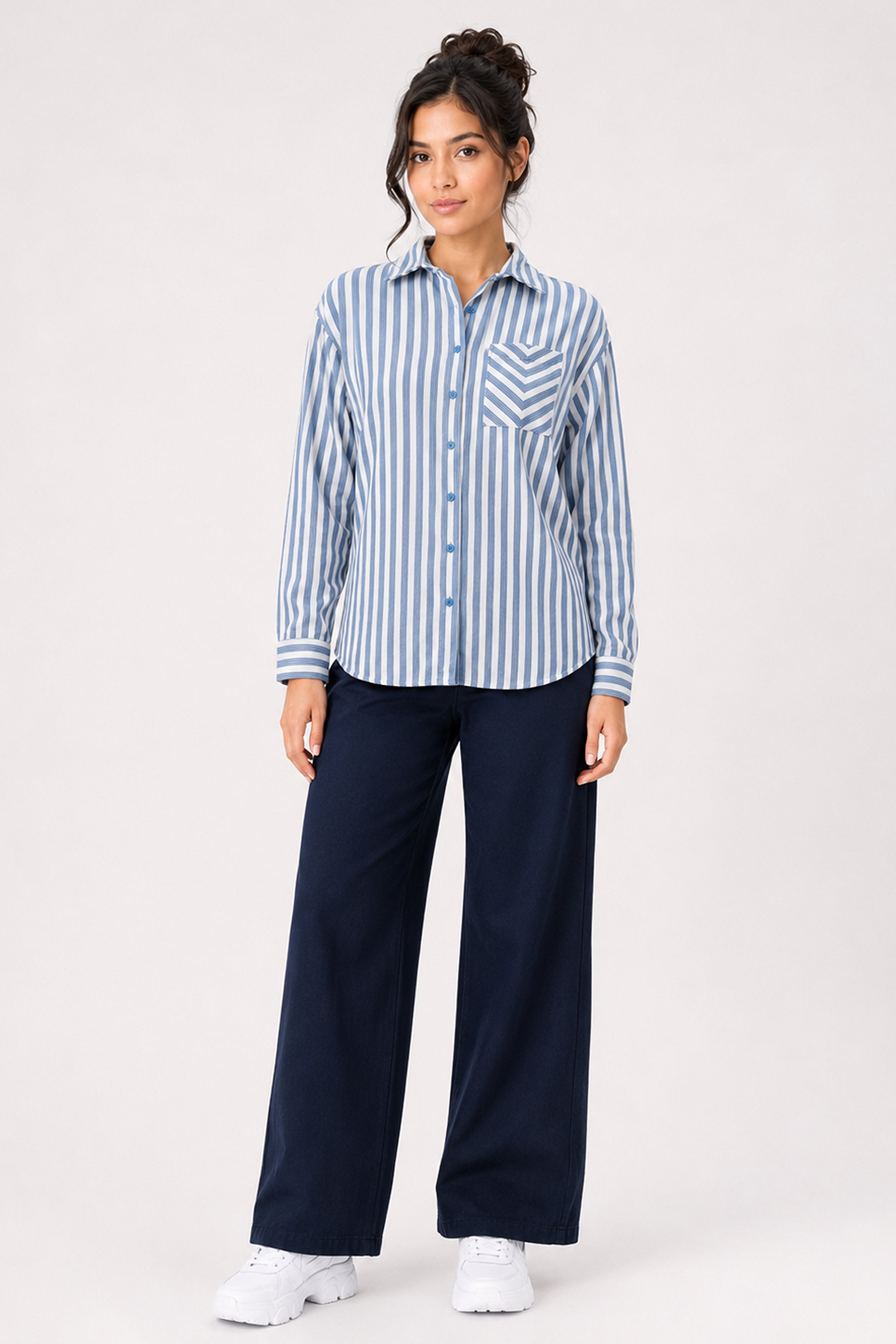 MODANO Casual Stripe Blouse  - Blue