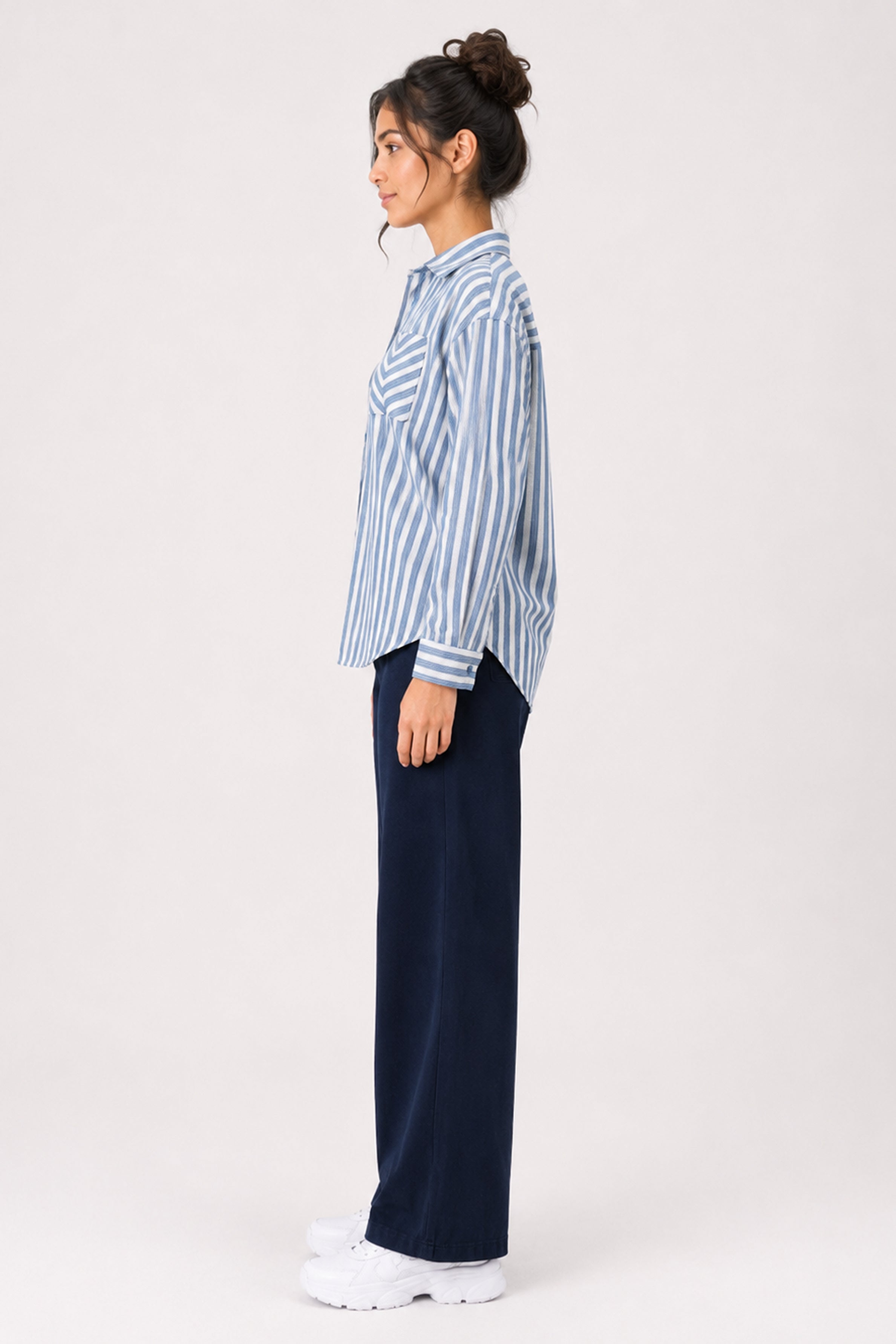MODANO Casual Stripe Blouse  - Blue