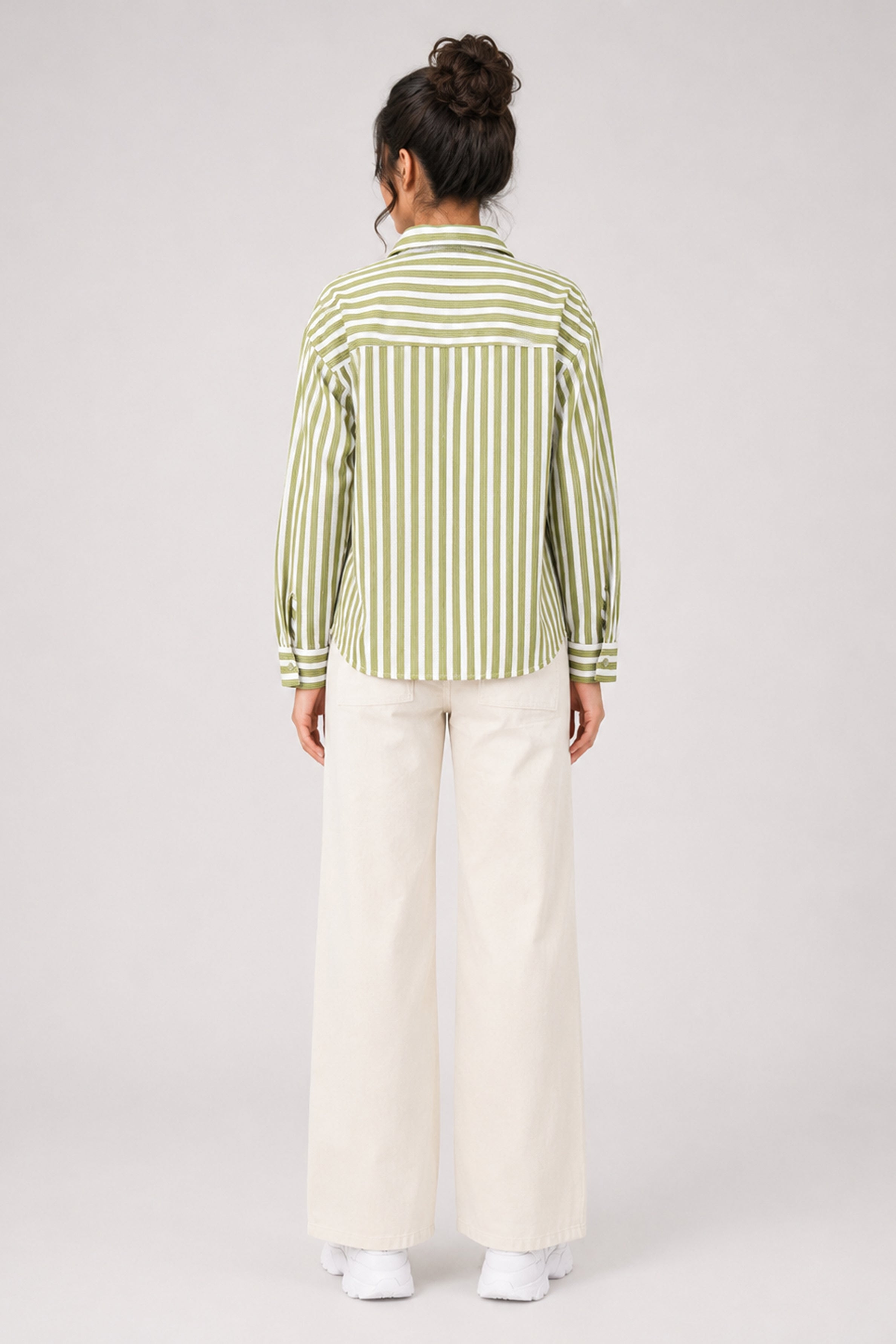 MODANO Casual Stripe Blouse  - Green