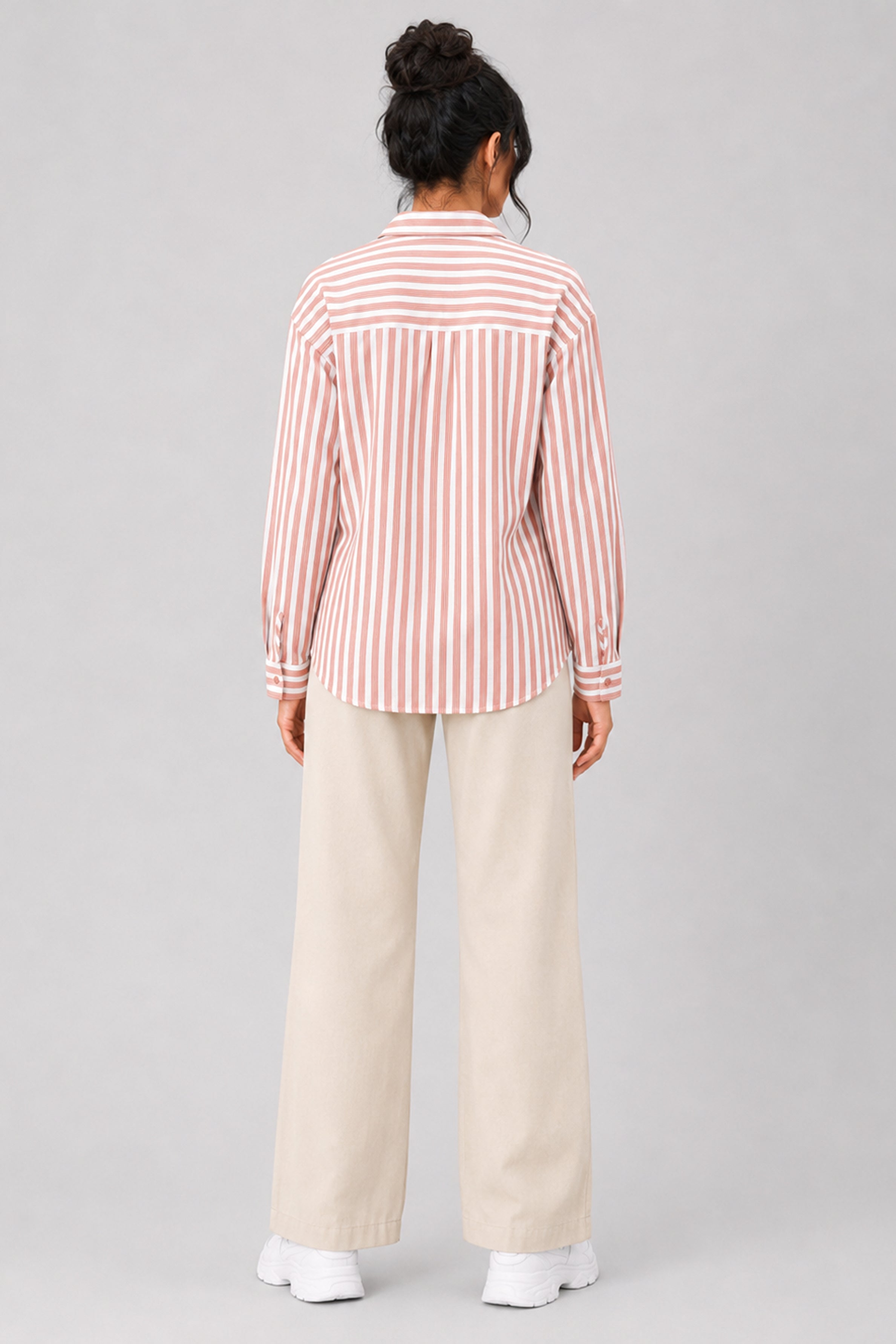 MODANO Casual Stripe Blouse  - Peach