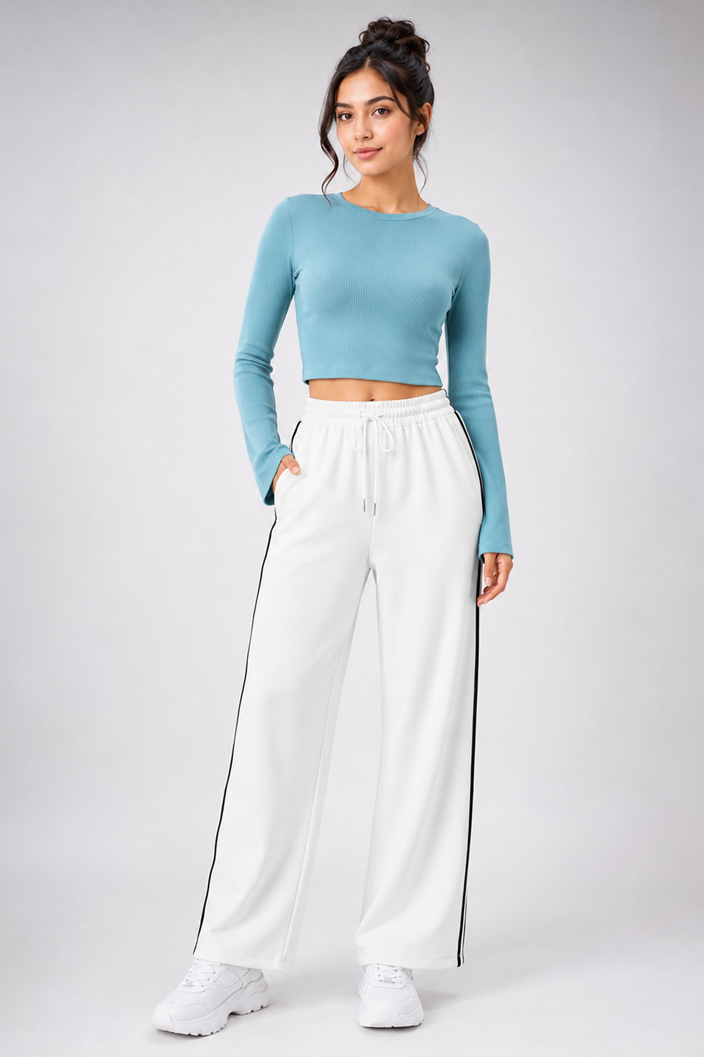 MODANO Casual Straight Pant - White