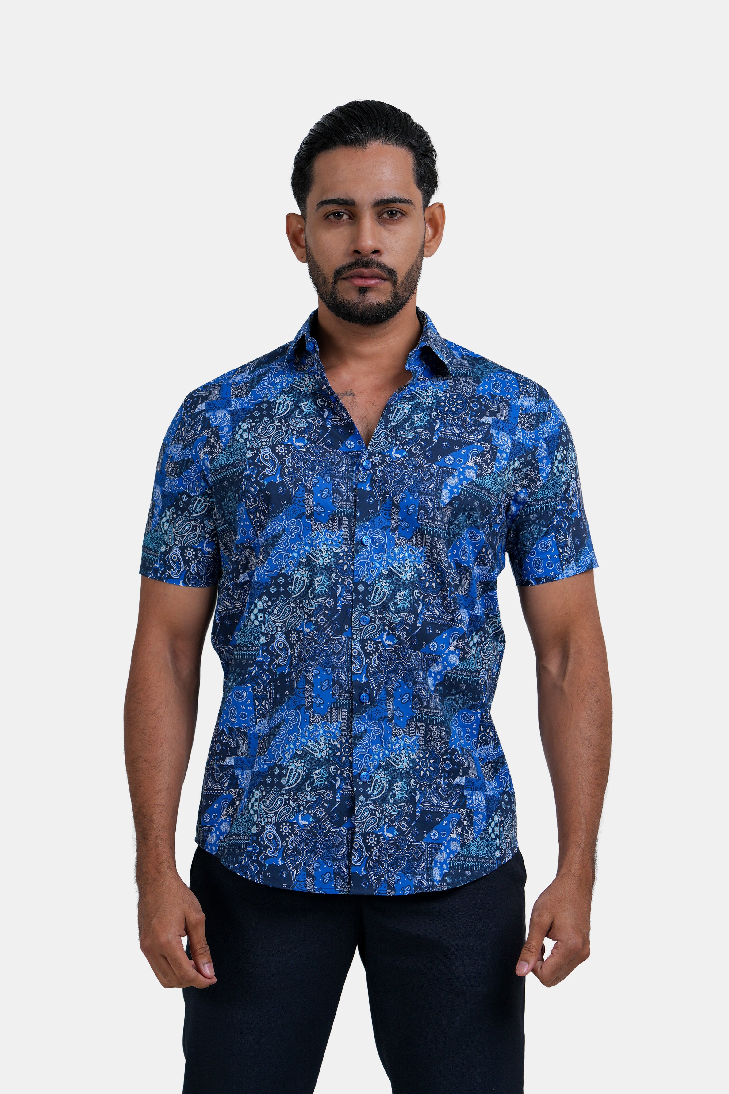 King Street Men’s Slim Fit Short Sleeve Casual Shirt