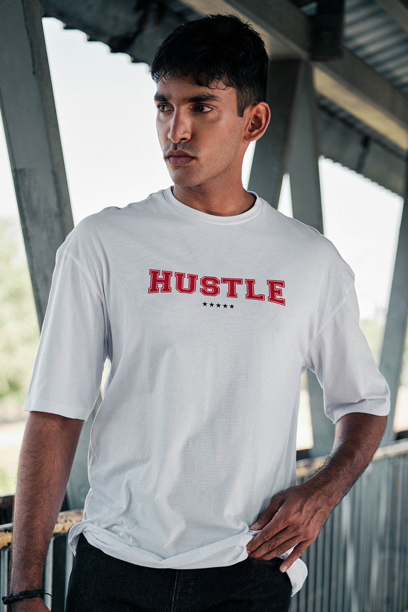 Hustle Mens Loose Fit Casual Oversized T Shirt