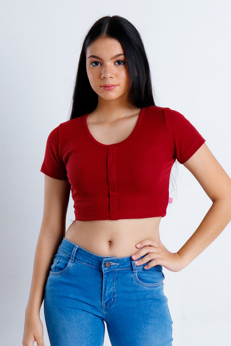 Miss Modano Girls Short Sleeve Casual Cropped Top