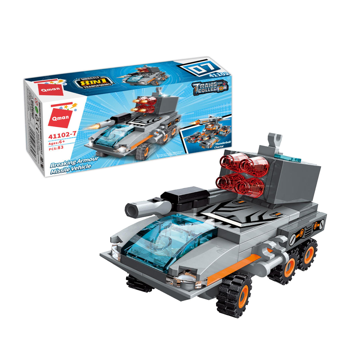 Qman Trans-Collector Thunderbolt Chariot 8 in 1: Breaking Armour Missile Vehicle (7681412989152)