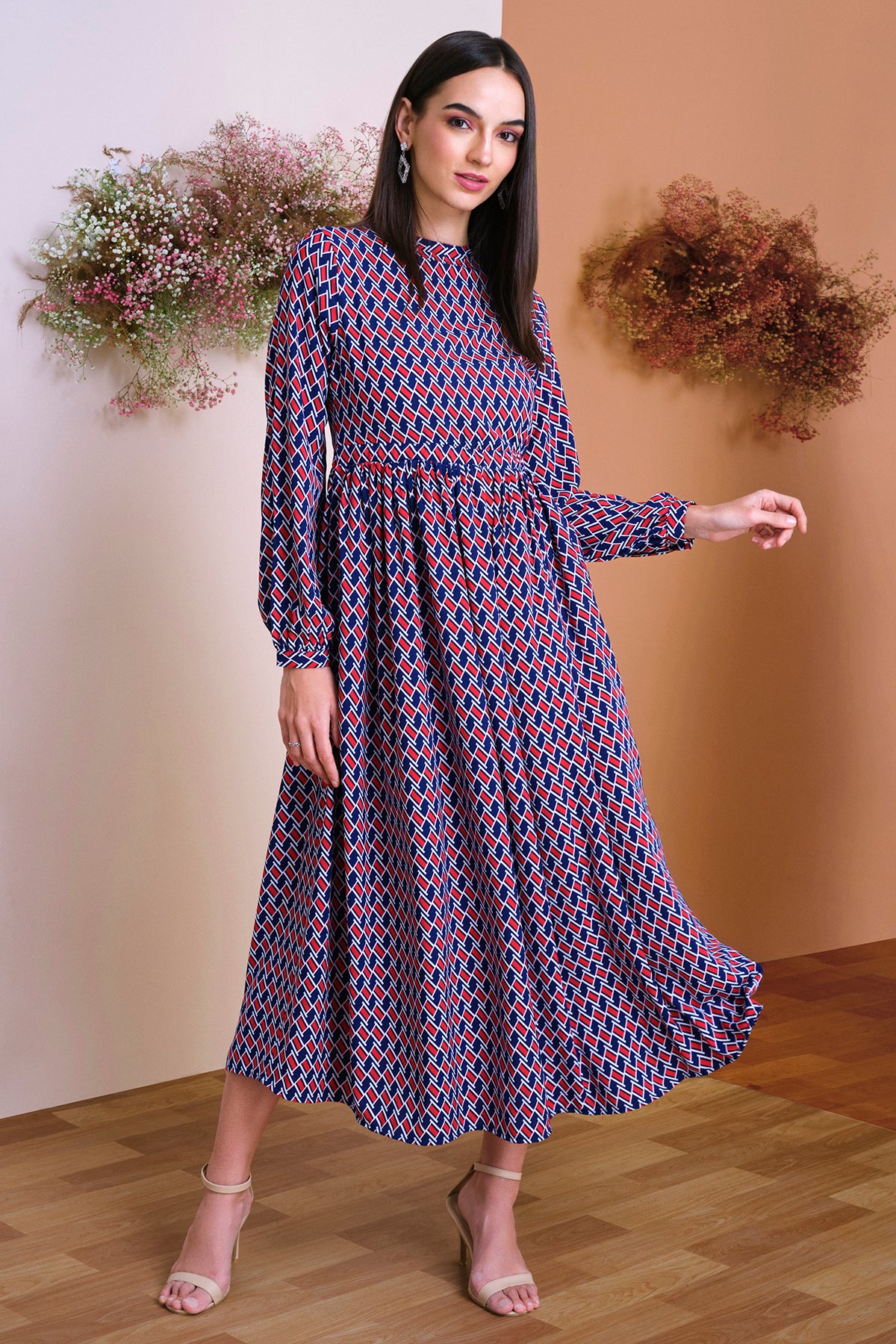 Hada Womens Waist Elastic Dress