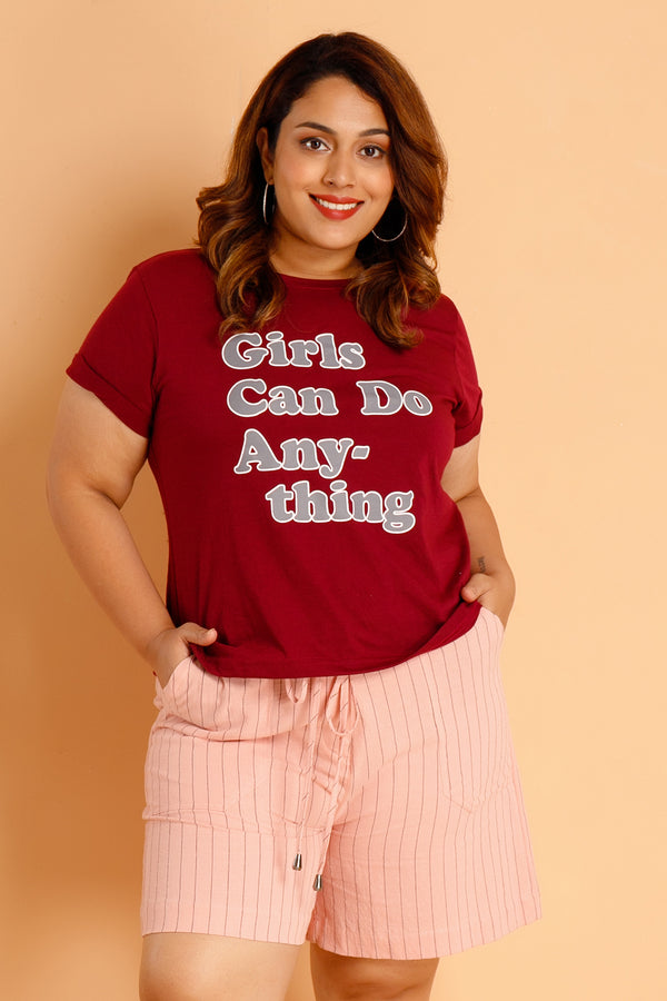 Curvy Girls Can Do Anything Print T-shirt (7882720674016)