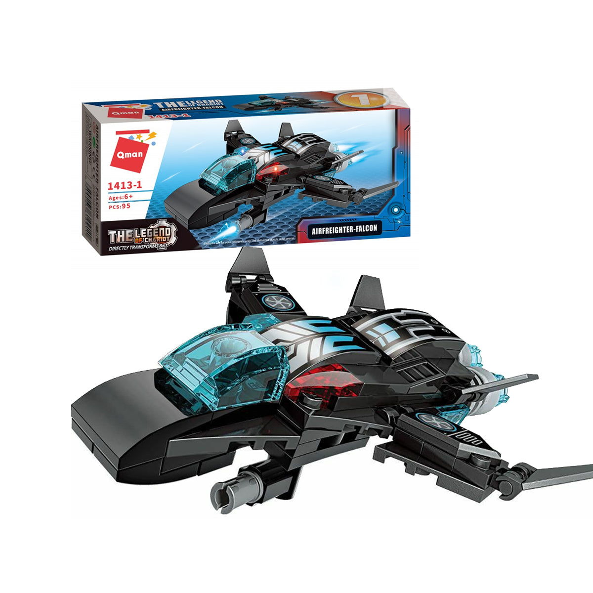 Qman The Legend of Chariot Shadow Pulse Combat Vehicle 8 in 1: Airfreighter-falcon (7681411580128)