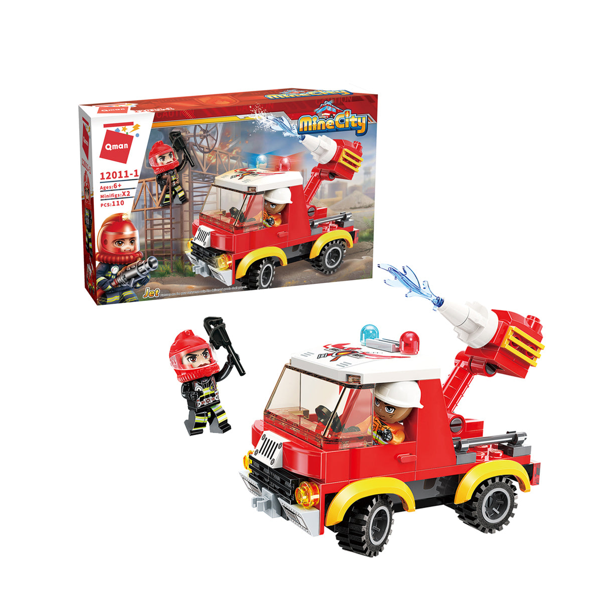 Qman MineCity: Fire Rescue Mini Set 4 in 1 - Jet (7681412628704)