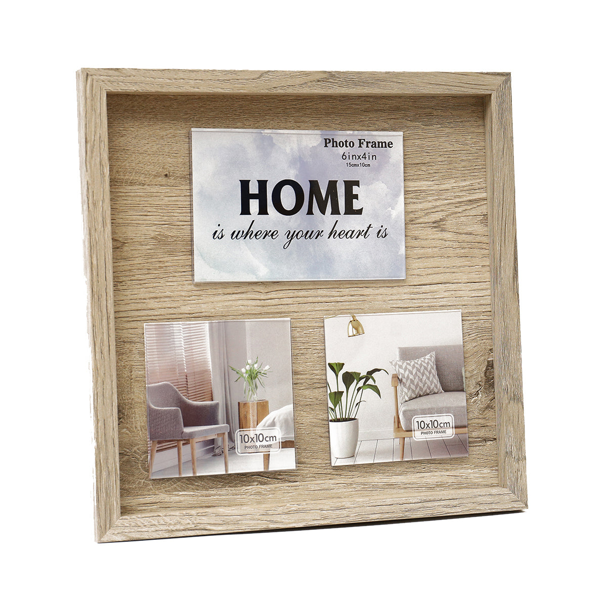 3-Display Collage Rustic Wooden Picture Frame (7574625190112)