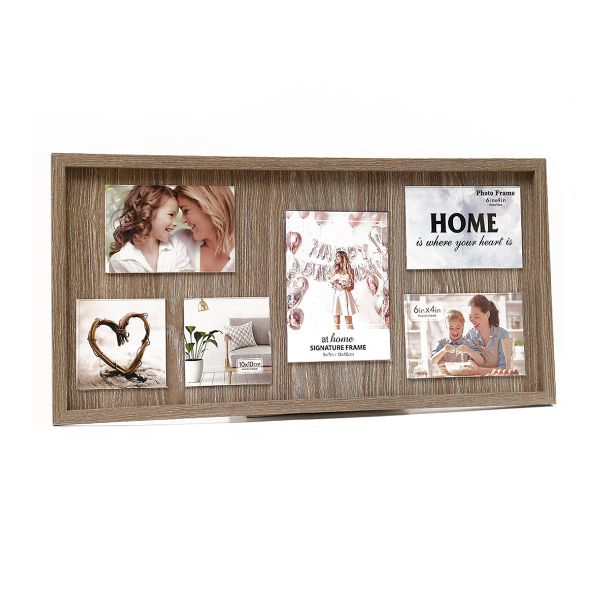 6-Display Collage Rustic Wooden Picture Frame (7574625255648)