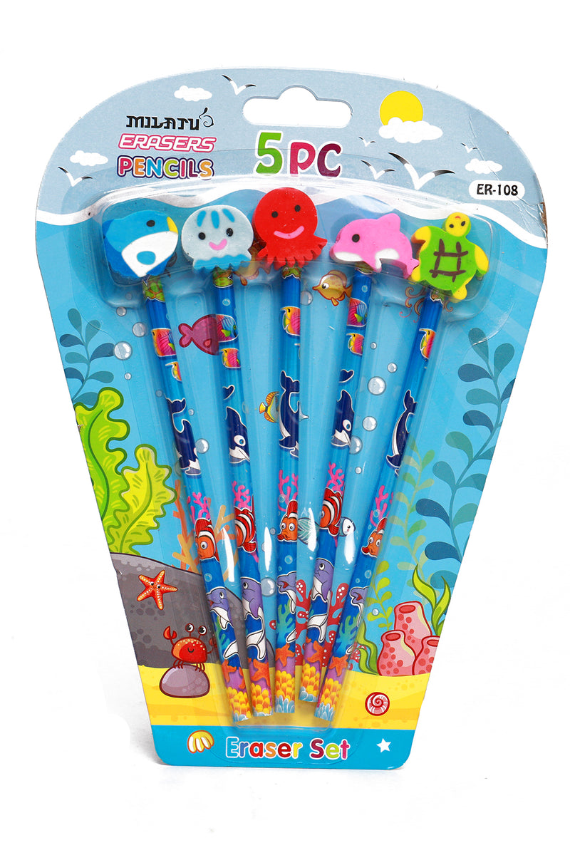 Erasers 5Pc Pencil Set